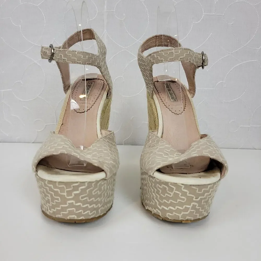 Charles David Womens Sandals Size 10 Taupe Wedge Heel Slingback Espadrille